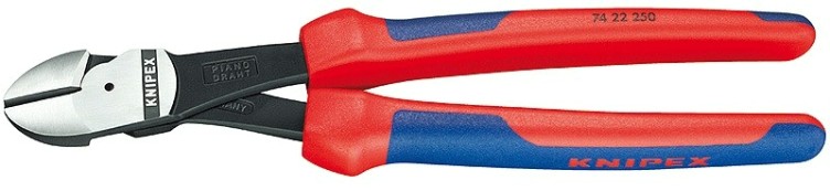 Бокорезы KNIPEX KN-7422250TBK особо мощные, губки 12°, 250 мм, 2-комп.ручки