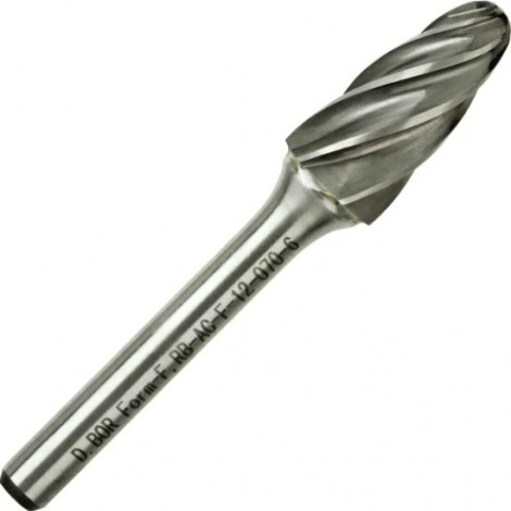 Бор-фреза по металлу D.BOR форма F парабола с закругленной головой ALU 10.0*2 хв. 6 мм [D-RB-AC-F-10-065-6]