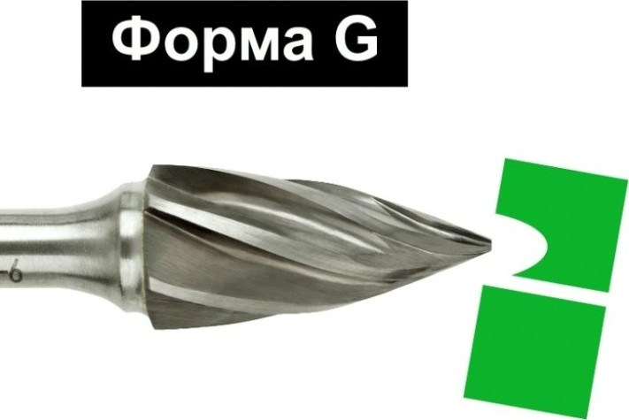 Бор-фреза по металлу D.BOR форма G парабола с заостренной головой ALU 10.0*20 хв. 6 мм [D-RB-AC-G-10-065-6]