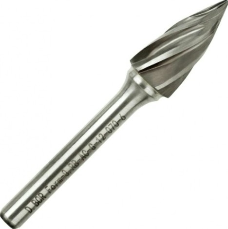 Бор-фреза по металлу D.BOR форма G парабола с заостренной головой ALU 12.0*25 хв. 6 мм [D-RB-AC-G-12-070-6]