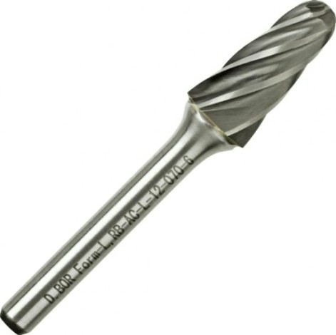 Бор-фреза по металлу D.BOR форма L конус с закругленной головой ALU 10.0*20/6 хв. 6 мм [D-RB-AC-L-10-065-6]
