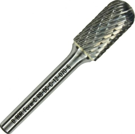 Бор-фреза по металлу D.BOR форма С цилиндр со сферическим концом DC 6.0*18/63 хв. 6 мм [D-RB-DC-C-06-063-6]