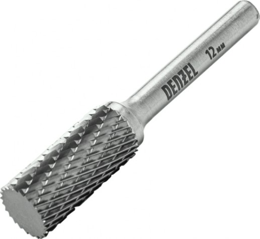 Бор-фреза по металлу Denzel тип-А твердосплавная, цилиндрическая, 12 мм [72003]
