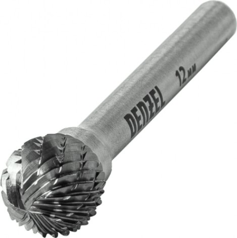Бор-фреза по металлу Denzel тип-D твердосплавная, шарообразная, 12 мм [72031]