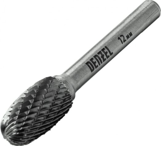 Бор-фреза по металлу Denzel тип-E твердосплавная, овальная, 12 мм [72038]