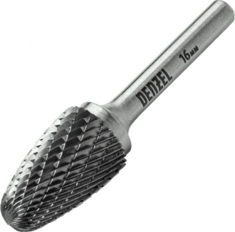 Бор-фреза по металлу Denzel тип-F твердосплавная, параболическая, 16 мм [72046]