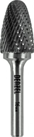Бор-фреза по металлу Denzel тип-F твердосплавная, параболическая, 16 мм [72046]