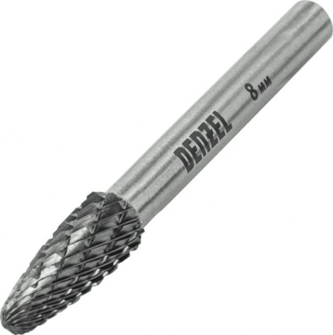 Бор-фреза по металлу Denzel тип-F твердосплавная, параболическая, 8 мм [72042]