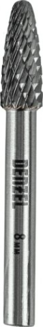 Бор-фреза по металлу Denzel тип-F твердосплавная, параболическая, 8 мм [72042]