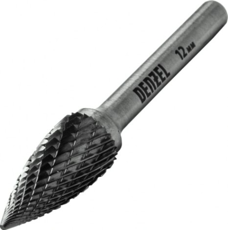 Бор-фреза по металлу Denzel тип-G твердосплавная, параболическая заостренная, 12 мм [72049]