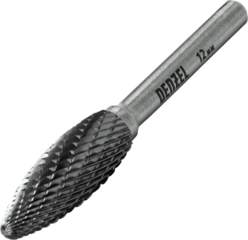 Бор-фреза по металлу Denzel тип-H твердосплавная, элипсообразная, 12 мм [72063]
