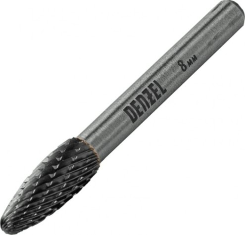 Бор-фреза по металлу Denzel тип-H твердосплавная, элипсообразная, 8 мм [72061]