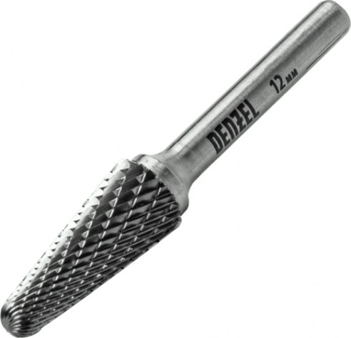 Бор-фреза по металлу Denzel тип-L твердосплавная, коническая закругленная, 12 мм [72071]