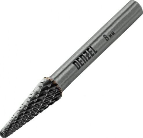 Бор-фреза по металлу Denzel тип-L твердосплавная, коническая закругленная, 8 мм [72067]
