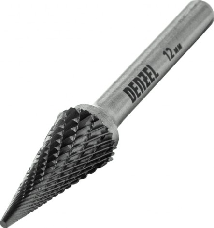 Бор-фреза по металлу Denzel тип-M твердосплавная, коническая, 12 мм [72077]