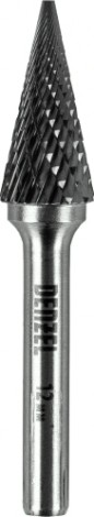 Бор-фреза по металлу Denzel тип-M твердосплавная, коническая, 12 мм [72077]