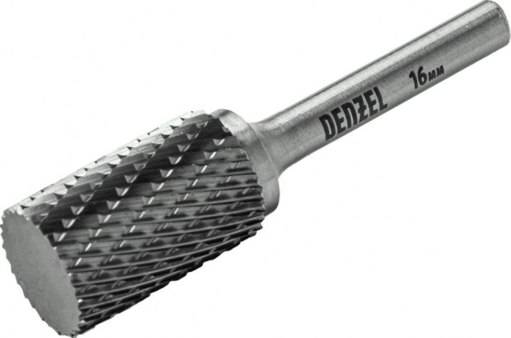 Бор-фреза по металлу DENZEL твердосплавная, цилиндрическая, тип-а, 16 мм [72013]