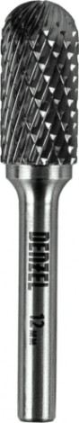 Бор-фреза по металлу DENZEL твердосплавная, цилиндрическая закругленная, тип-с, 12 мм [72019]