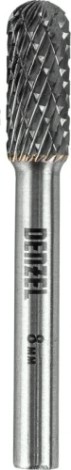 Бор-фреза по металлу DENZEL твердосплавная, цилиндрическая закругленная, тип-с, 8 мм [72016]