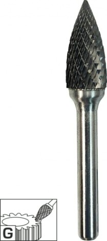 Бор-фреза по металлу Профоснастка №385, 6*16*61 мм, d хв.= 6 мм, Форма G двойная заточка [860760616610]