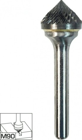 Бор-фреза по металлу Профоснастка №590, 12*06*57 мм, d хв.= 6 мм, Форма K двойная заточка [861161206570]