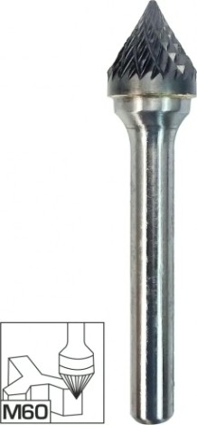 Бор-фреза по металлу Профоснастка №635, 12*10*57 мм, d хв.= 6 мм, Форма J двойная заточка [861261210570]