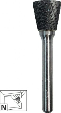 Бор-фреза по металлу Профоснастка №675, 10*10*55 мм, d хв.= 6 мм, Форма N двойная заточка [861361010550]