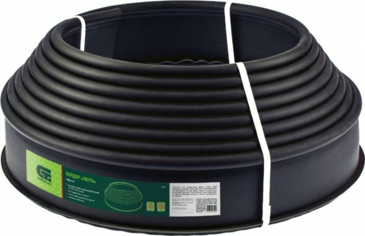 Бордюрная лента СИБРТЕХ 10х1000 см, полиэтиленовая, черная [64550]