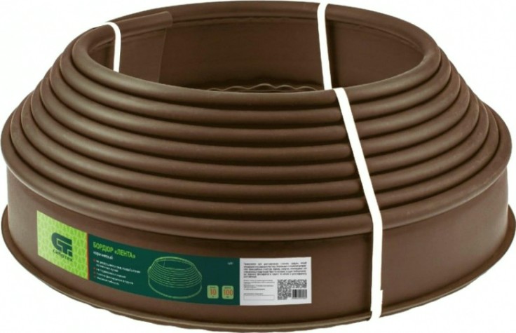 Бордюрная лента СИБРТЕХ 10х1000 см, полиэтиленовая, коричневая [64551]
