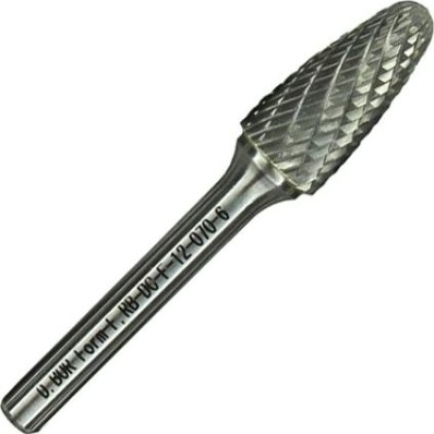 Борфреза по металлу D.BOR форма F парабола с закругленной головой 12.0*25/70 DC хв. 6 мм [D-RB-DC-F-12-070-6]