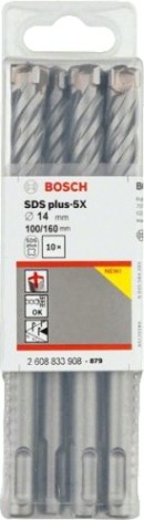 Бур SDS-plus BOSCH 5X 14x100x160мм 10шт [2608833908]