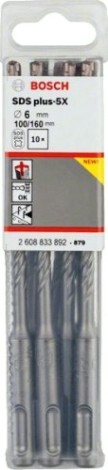 Бур SDS-plus BOSCH 5X 6x100x160 мм 10 шт [2608833892]