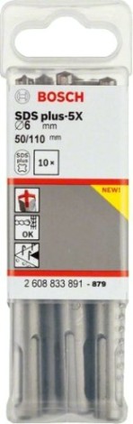 Бур SDS-plus BOSCH 5X 6x50x110 мм 10 шт [2608833891]
