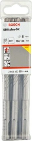 Бур SDS-plus BOSCH 5X 8x100x160 мм 10 шт [2608833899]