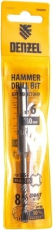 Бур SDS-plus Denzel Cobalt W-tip, 6x110 мм по бетону, двойная спираль [705005]