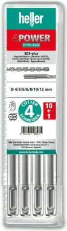 Бур SDS-plus Heller 4power, 10х100х160 мм (11 шт) по бетону [TD29197]