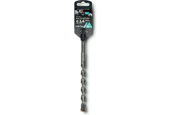 Бур SDS-plus METALLICA Optima 14х210/150 мм по бетону напайка с центром, 2 спирали [904497]
