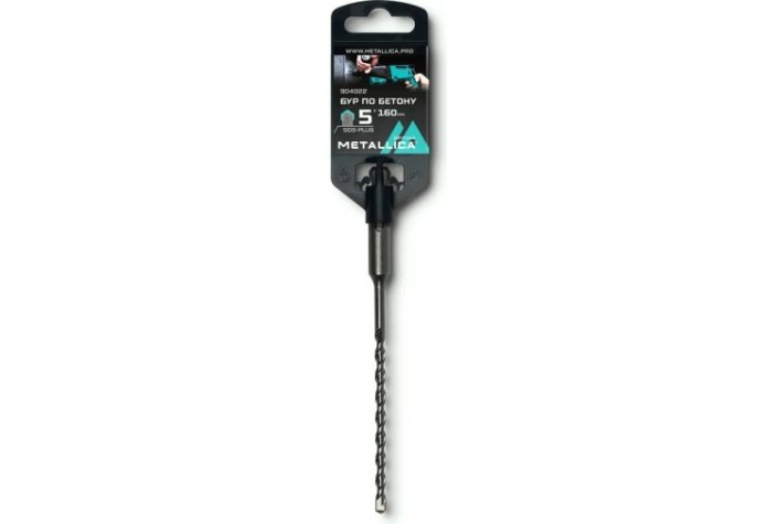 Бур SDS-plus METALLICA Optima 5х160/100 мм по бетону напайка с центром, 2 спирали [904022]