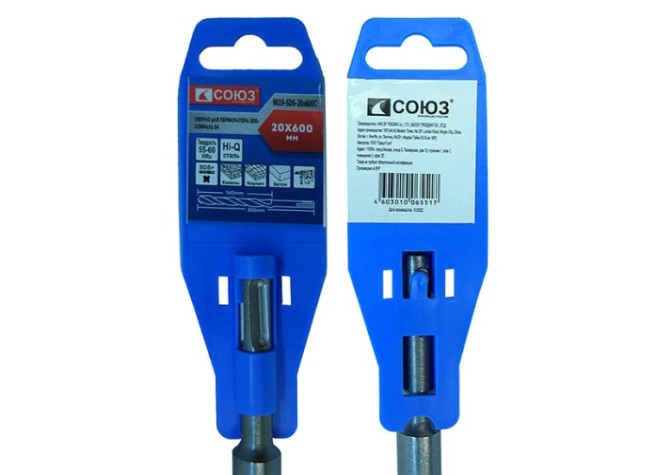 Бур SDS-plus СОЮЗ 20x600 мм с твердосплавной напайкой, спираль s4 [9019-SDS-20x600C]