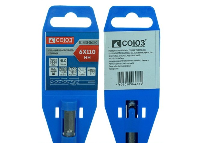 Бур SDS-plus СОЮЗ 6x110 мм с твердосплавной напайкой, спираль s4 [9019-SDS-06x110C]