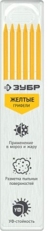 Cменные грифели ЗУБР 06313-5 для автоматического карандаша 6шт желтые Cменные грифели ЗУБР 06313-5 для автоматического карандаша 6шт желтые