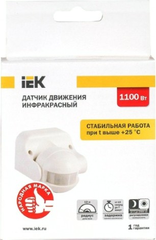 Датчик движения IEK ДД 009 180° IP44 белый [LDD10-009-1100-001]