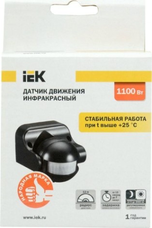 Датчик движения IEK ДД 009 180° IP44 черный [LDD10-009-1100-002]