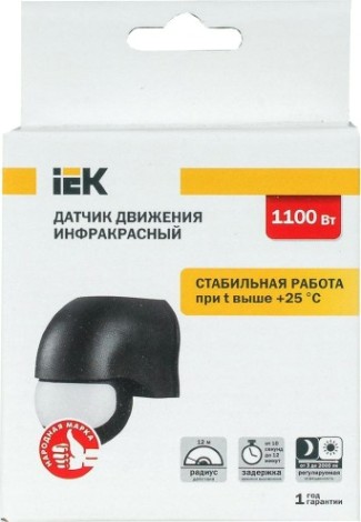 Датчик движения IEK ДД 010 180° IP44 черный [LDD10-010-1100-002]