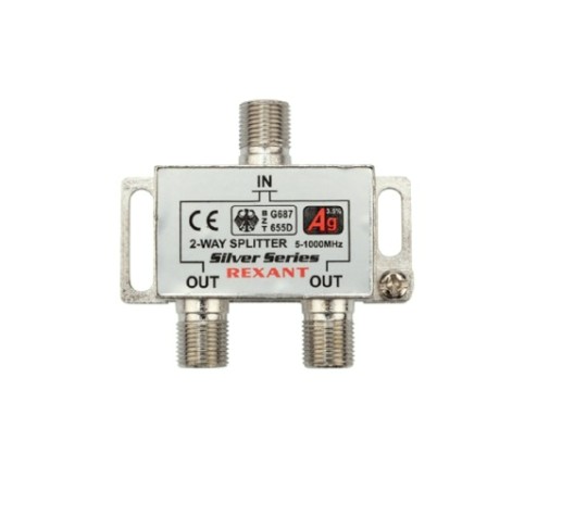 Делитель антенный REXANT 06-0045-B (2 TV) + (штекер F, 3 шт) 5-1000 МГц, F-тип металл