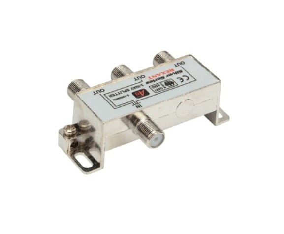 Делитель антенный REXANT 06-0046-C (3 TV) + (штекер F, 4 шт) 5-1000 МГц, F-тип металл