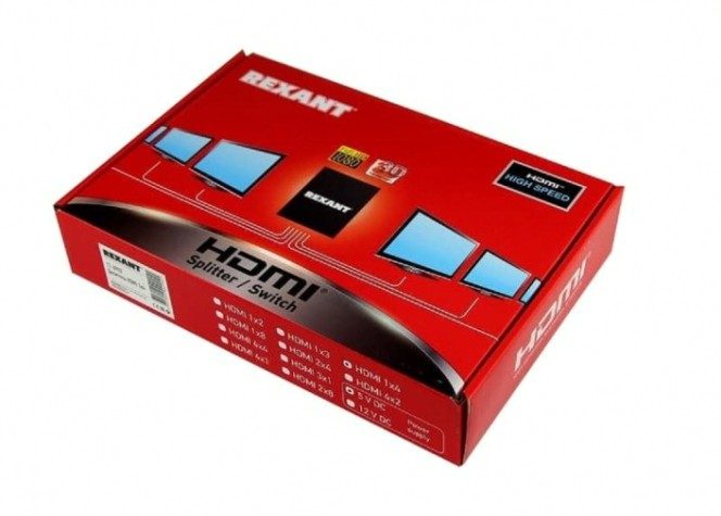 Делитель гнездо REXANT 17-6902 HDMI на 4 гнезда HDMI, металл Делитель гнездо REXANT 17-6902 HDMI на 4 гнезда HDMI, металл