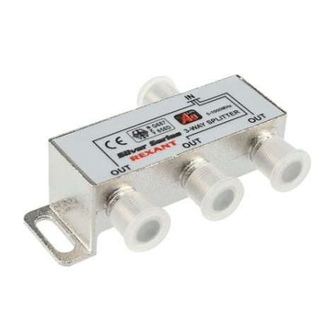 Делитель REXANT 05-6102 ТВх3 под F-разъем, 5-1000МГц, Silver