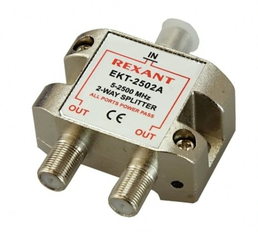 Делитель REXANT 05-6201 ТВх2 под F-разъем, 5-1000МГц СПУТНИК
