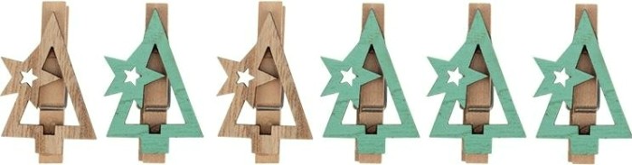 Деревянные прищепки Neon-Night Новогодняя ель 14,5x4,5x1,6 cм (6 шт.) [504-031]